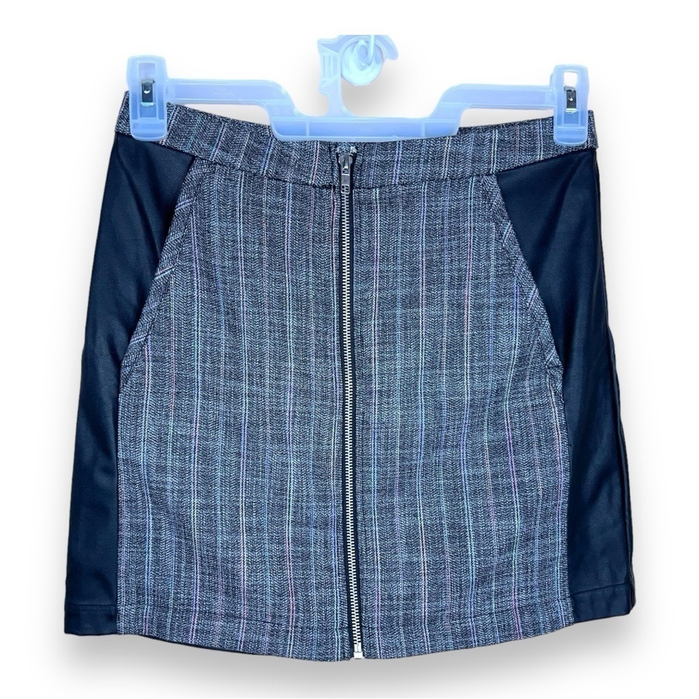 NEW SIZE 6 BCBGeneration TWEED FAUX LEATHER MINI SKIRT PREPPY ACADEMIA